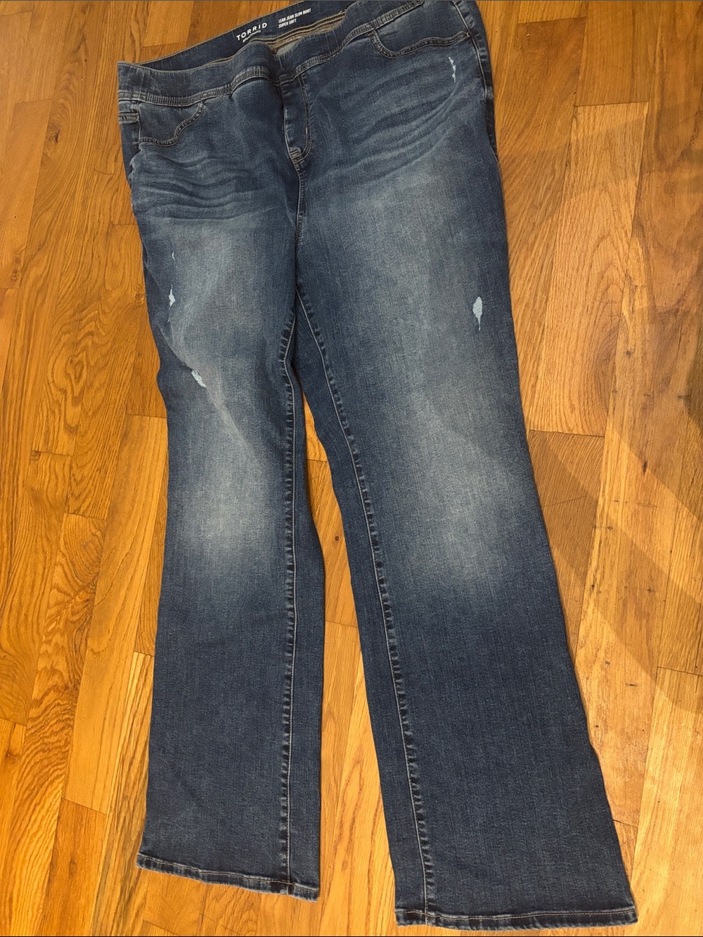 NEW Torrid Lean Jean Slim Boot Jeans Plus Size 3T 3X Tall Distressed Pull On